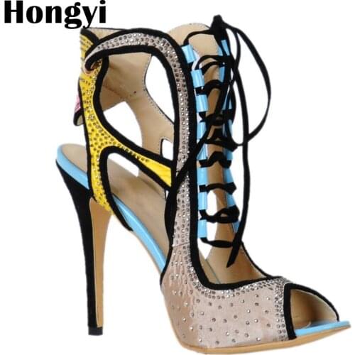 Hongyi Fashion New Sandals High Heel Elegant Open Toe Sexy Lace Up Ladies Wedding Dress Shoes Gladiator Sandals