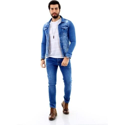 Mens Lycra Denim Jacket Blue 2021 Fashion Mens Jean, Outerwear, cowboy jacket, autumn and winter slim denim jacket casual