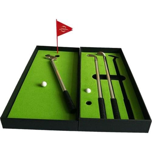 Mini Course Desktop Golf Club Ball Putting Green Flag Ballpoint Pen Set Gift