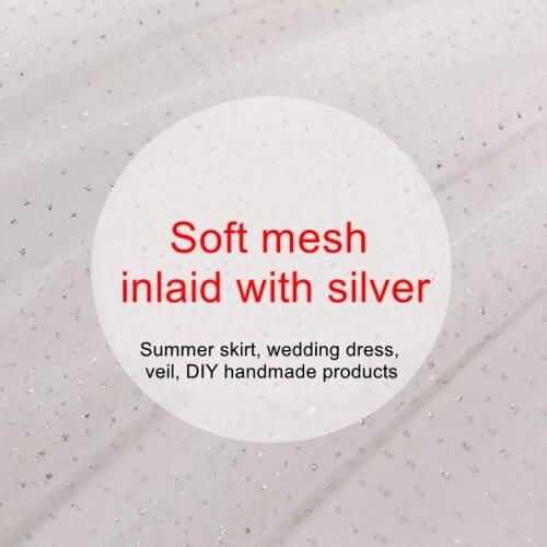 Soft Mesh Tulle Gauze Fabric Silver Inlaid Lace Cloth for DIY Handmade Sewing Skirt Dress Wedding Dress Veil Tutu Decoration