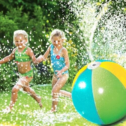 Inflatable PVC Water Spray Beach Ball for Outdoor Lawn Summer Game Childrens Toy Ball Water Jet Ball Swimming Beach Pool Play