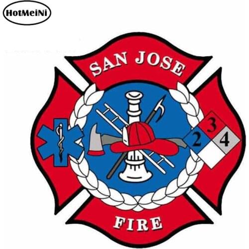 HotMeiNi 13cm x 12.6cm Funny Car Stickers for SAN JOSE CALIFORNIA FIRE Creative Fashion Decals Waterproof Auto Vinyl Sticker