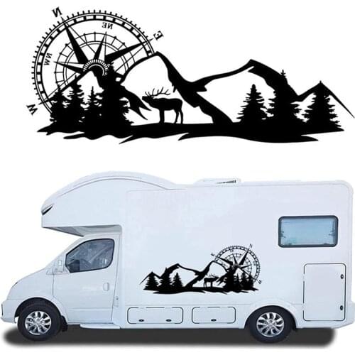 Compass Mountain Deer Big Car Stickers Vinyl Decals For Car Side Body Door Large Graphic Decals Auto Stickers For Truck Racing