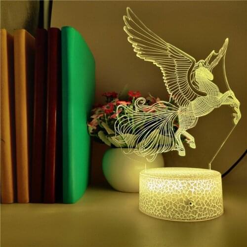 Bedroom Desk Lamp 3D LED Unicorn Night Light USB Powered Nightlight Animal Atmosphere Club Home Party Decor APP Control