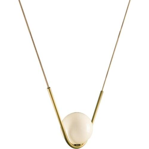 Nordic V Shade Glass Ball Copper Pendant Lights Restaurant Luxury Brass Living Room Bar Desk Hanging Lamps Modern E14 Fixtures