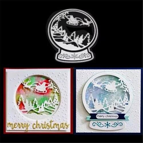 New Christmas Metal Cutting Dies Santa Snow Globe Scrapbooking Embossing Die Cut Winter Scene Decor Crystal Ball Snowflake DIY