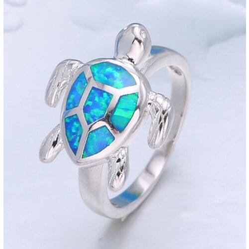 New Fashion Opal Tortoise Rings For Women Animal Design Turtle Index Finger Ring Jewelry Accessories Party Gifts SAR217