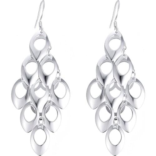 New Arrival 925 Sterling Silver Fashion Flower Long Earring Ladies`drop Earrings For Women Jewelry Birthday Gift Wholesale