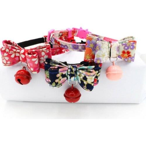 Printing Lovely Bow Cat Collar Necklace Cat Collar Adjustable Cat Collars For Pet Supplies Cat