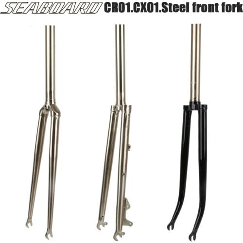 TSUNAMI Chromoly Steel Road Bike 700C Rigid Fork 1 1/8" 28.6mm Caliper Brake Chrome Road Bicycle Forks Classic Silver