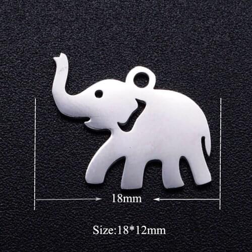 5pcs/lot Lucky Elephant Stainless Steel DIY Charms Wholesale Jewelry Finding Supplies High Polished Charm for Bracelet Making
