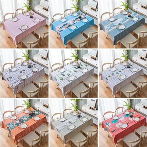 PVC Tablecloth Printed Oilproof Home Kitchen Dining table Cloth Protector for Rectangular Table Plastic Waterproof Table Cover