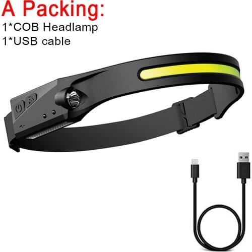LED Headlight USB Rechargeable Headlight Built-in Battery Flashlight Sensor Headlight 5 Lighting Modes Working Light
