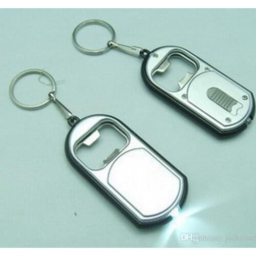 Unique Favors Wedding Gift LED Keychain with Bottle Opener Key Chain Ring Can be Print LOGO Free Shipping