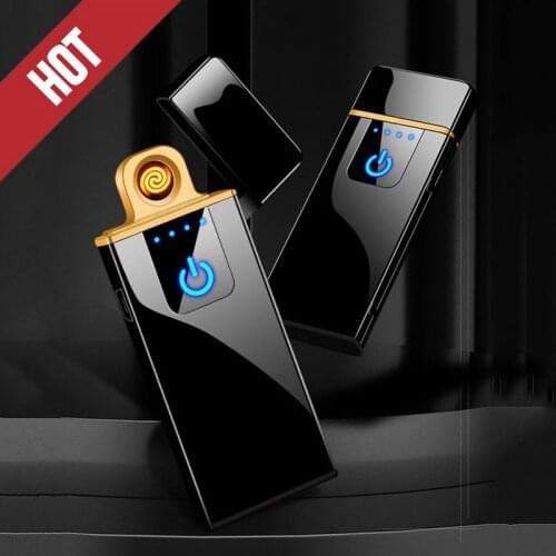 Fingerprint Induction USB Lighters Rechargeable Ultra-thin Male Personality Plasma Flameless Electric Lighters Gadgets For Men