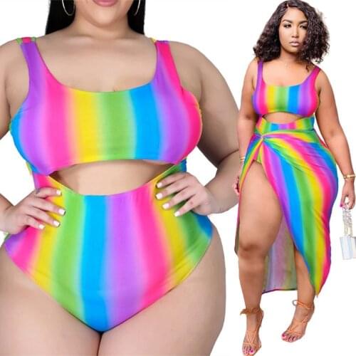 Women Two Piece Set Plus Size Swimsuit Wholesale Bikinis Sets Sexy Jumpsuit Swimsuit Cover Up Tie Dye Bathing Suit Dropshipping