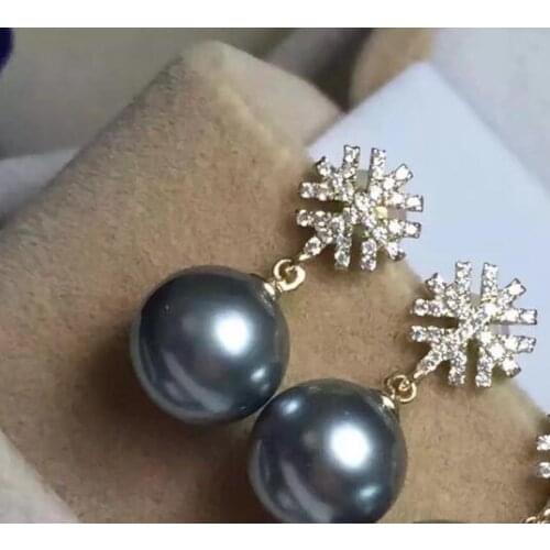 1 pair of huge AAA 10-11mm round south sea white pearl earring 925silver