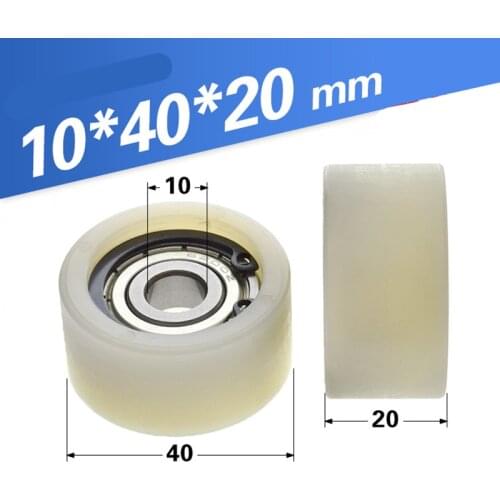 1pcs 10*40*20mm 4cm outer diameter rolling wheel, with clip, 6200 bearing pulley, nylon wheel, wear resistant, plane guide wheel