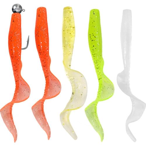10pcs Curly 10pcs Fishing Lures Soft Lure 58mm 1.8g Shrimp smell With salt baits Swimbaits Artificial Silicone Bait Carp Bass
