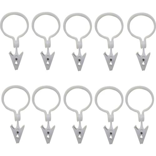 Curtain plastic clip laundry curtain track ring white 10 pieces a pack