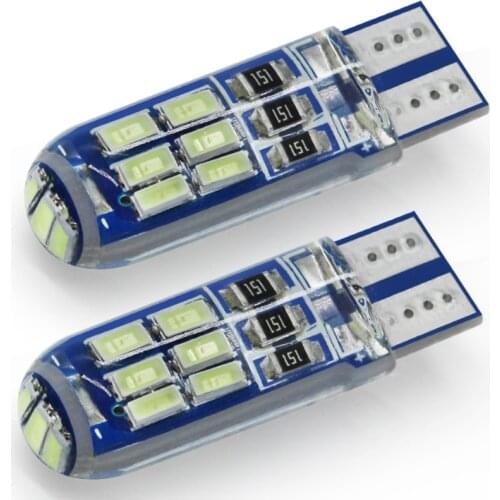 10PCS W5W T10 LED T10 LED 194 168 W5W Silica Gel 15SMD Led Parking Bulb Auto Wedge Clearance Lamp CANBUS Silic white blue 12V