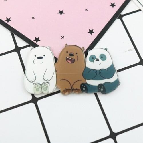 100 pieces/lot Cartoon Bear Panda Acrylic Brooch Women Men Clothes Badge Animal Japan Harajuku Label Pins On Backpack Brooches