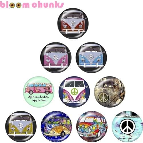 Car bus 12mm/18mm/20mm/25mm Round glass cabochon flat back Making snap button jewelry S3062