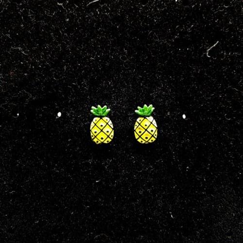 Free shipping!!Cute Yellow Pineapple Stud Earrings Fashion Alloy Small Earrings Female Earrings For Woman