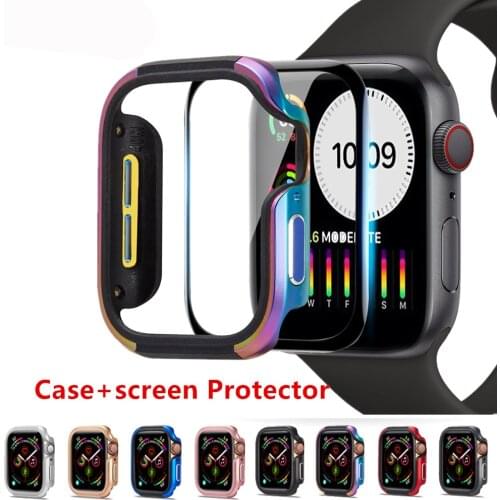 Cover Case For apple watch 44mm 40mm TPU+aluminum alloy case Ultra-thin full Protector case iwatch Series 6 SE 5 4 Accessories