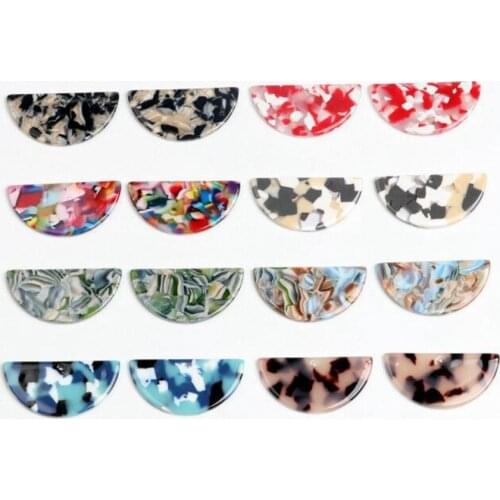 Tortoise Shell Earrings Charm,Acetate Acrylic Semicircle Connectors,Half Circle Discs,1Hole,Semi-Circle Earring ,18x37mm,ACE-238