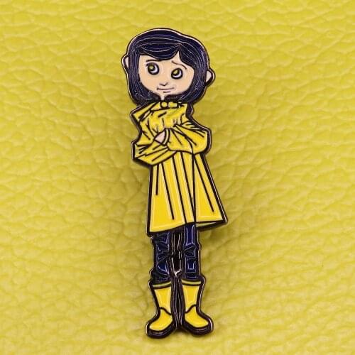 Coraline inspired lapel pin horror fantasy animated film badge Neil Gaiman book lover nerd gift