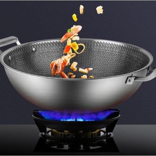 Kitchen Joy Germany Honeycomb 304 stainless steel gas domestic non-stick induction cooker double ear cooking pot 40cm