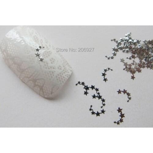 MS133-1 100pcs Silver Cute Stars Metal Sticker Nail Art Metal Sticker Nail Art Decoration Non-adhesive Sticker