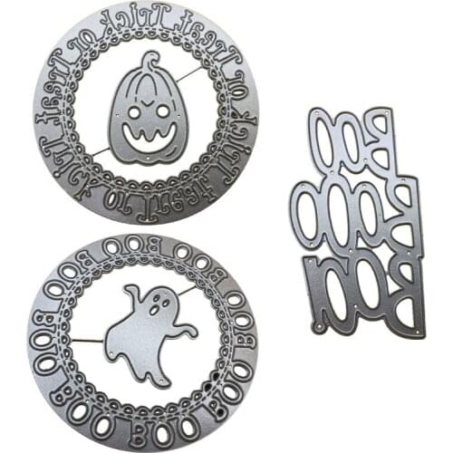 4XFA Halloween BOO Ghost Pumpkin Metal Cutting Dies Stencil Scrapbooking DIY Album Stamp Paper Card