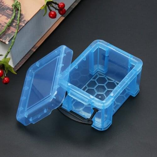 Mini Lock Storage Boxes Transparent Candy Color Jewelry Organizer Storage Bins Fishing Bait Containers for Home Desktop