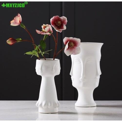 Multi-faceted Girl Ceramic Vase Character Sculpture Decoration Flower Arrangement Container Garden Micro Landscape Potted