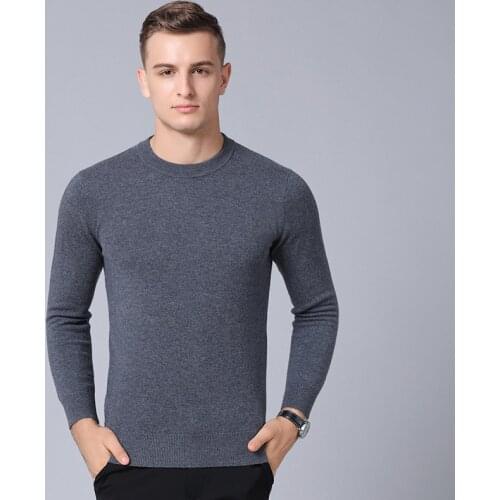Men New 2018 Autumn & Winter Pure 100% Wool Long Sleeve Sweater Male Solid Color O-Neck Cashmer Sweater Pullovers