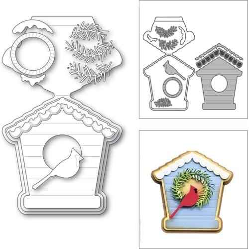 New 3D Bird House Pine Needles Bird 2020 Metal Cutting Dies for DIY Scrapbooking and Card Making Decor Embossing Craft No Stamps