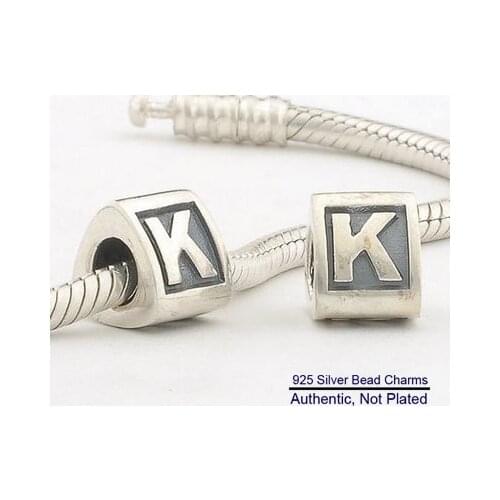 Fits for Pandora Charms Bracelet Letter K Beads Authentic Original 925 Sterling Silver Jewelry Free Shipping