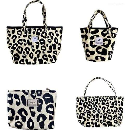 Casual Canvas Bucket Bag Leopard Print Clutch Bag Large Capacity Shoulder Hot