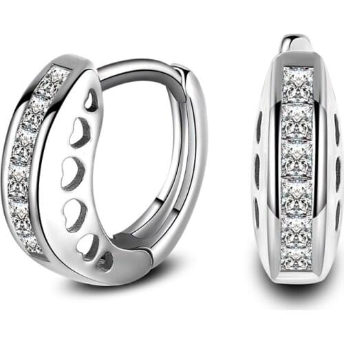 Luxury Hoop Earrings Crystal Shiny AAA Zirconia Stone Stud Small Huggies Charming Earring Piercing Jewelry Gifts For Women