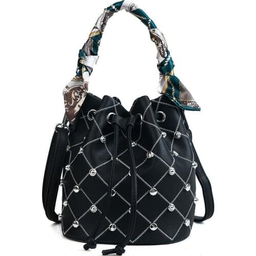 Crossbody Bags Womens Handbag High Quality Women PU Rivet Shoulder Bags Bucket Bags