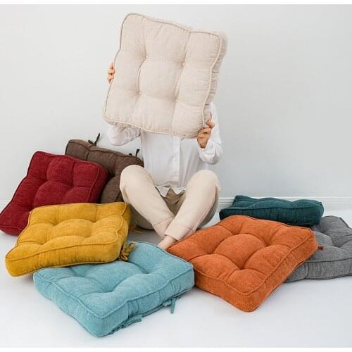 Thickened Velvet Square Chair Cushion Futon Tatami Floor Mattress Round Decorative Sofa Cushion 45x45cm