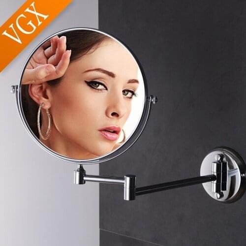 VGX Bathroom Makeup Vanity Mirror Folding Cosmetic Mirror Magnifying 3x Double Side Round Rose Gold WallMount Bath Mirrors