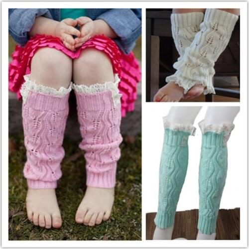 Crochet Lace Trim Buttons Children Leg Warmers Kids' Fashion Little Girls' Knitting Leg Warmers Winter Kid Boot Socks