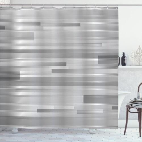 Grey Shower Curtain Set Neutral Grayscale Print of Digi Bars Curtain for Bathroom Decor 12 Hooks Decorative Bath Accessory