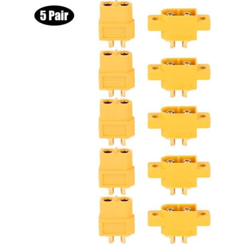 10Pcs(5Pairs) XT60E-M+XT60 Male Female Connector DC 500V 30A/60A Power Socket Female Jack Screw Nut Panel Mount Connector