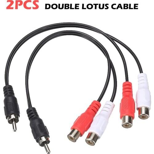 2pcs New Male to Female RCA Audio Speaker Adapter Y Splitter Cable Black Audio Stereo Connection Cables Cord for TV DVD Laptop