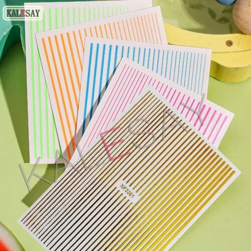3D Gold Nail Sticker Curve Stripe Lines Nails Stickers Gradient Adhesive Striping Tape Nail Foil Nail Art Stickers Decals Rose