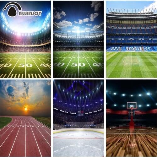 Allenjoy Football Field Soccer Match Party Backgrounds Customized Scence Champion Cup Photography Backdrops For Photo Studio